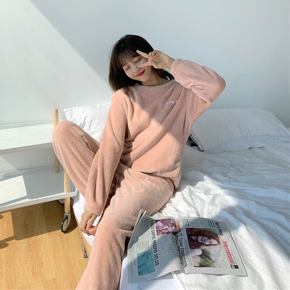 ルームウェア もこもこフリースパジャマ上下セット女性用