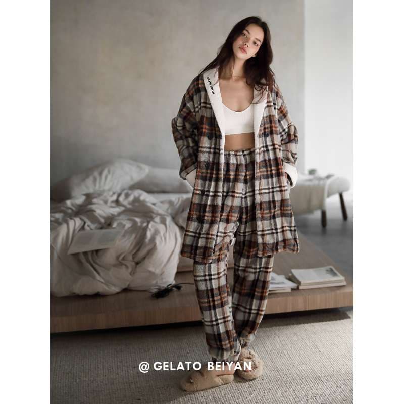 もこもこチェック柄セット レディース ルームウェア
