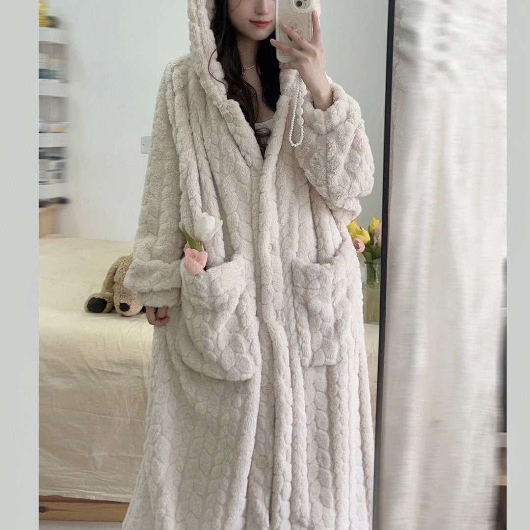 もこもこ贅沢ロングガウン レディース ルームウェア