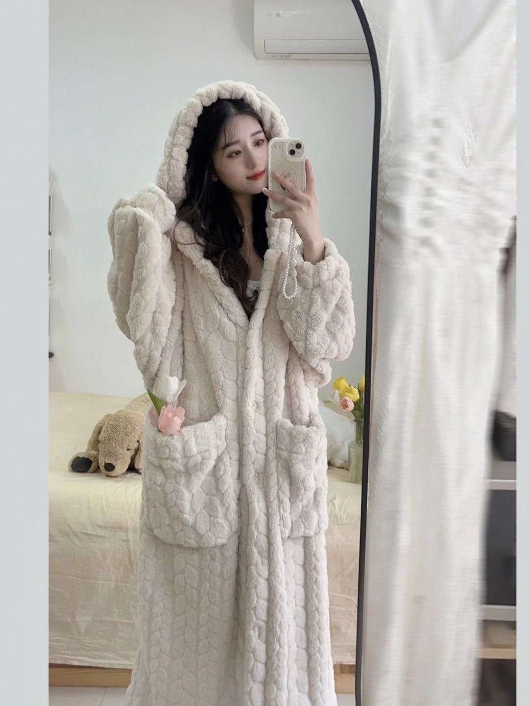 もこもこ贅沢ロングガウン レディース ルームウェア