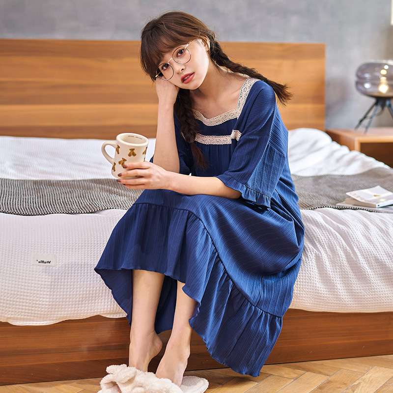 レース飾りフリルワンピース風 レディース ルームウェア