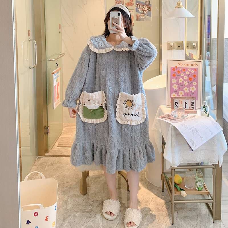 もこもこワンピース型 レディース ルームウェア