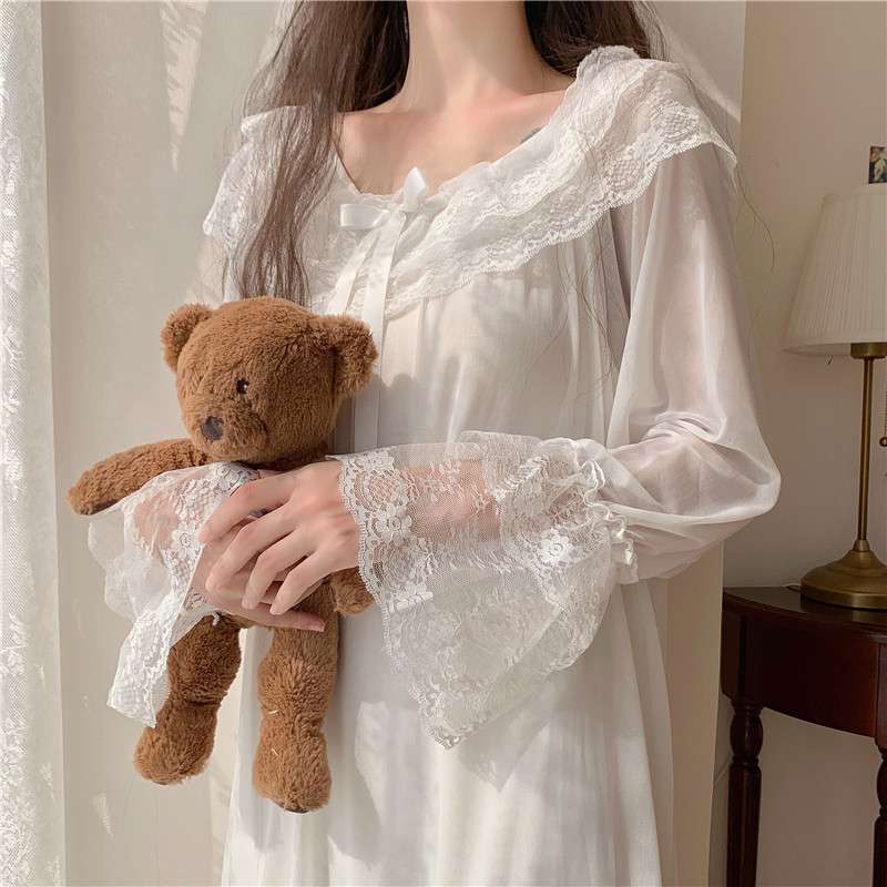 レディース ルームウェア ふんわりレースの寝巻き