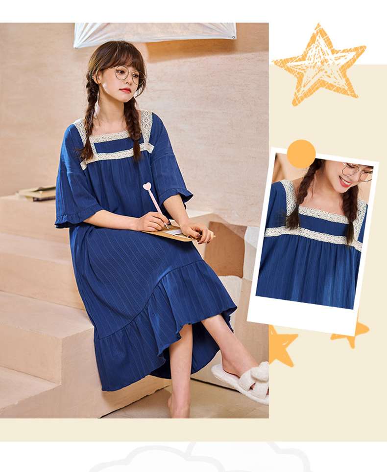 レース飾りフリルワンピース風 レディース ルームウェア