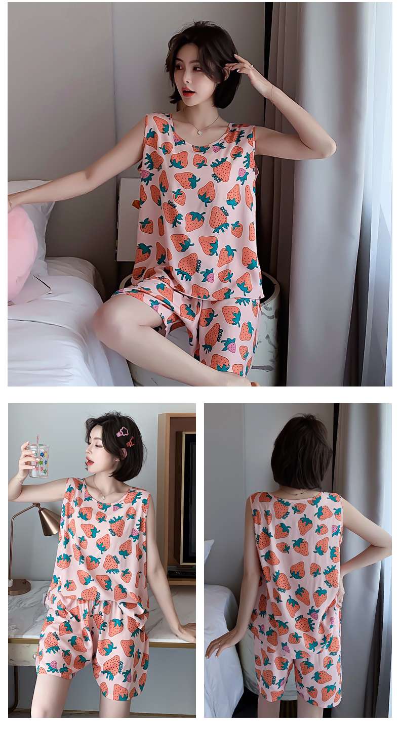イチゴ柄キャミソールセット レディース ルームウェア