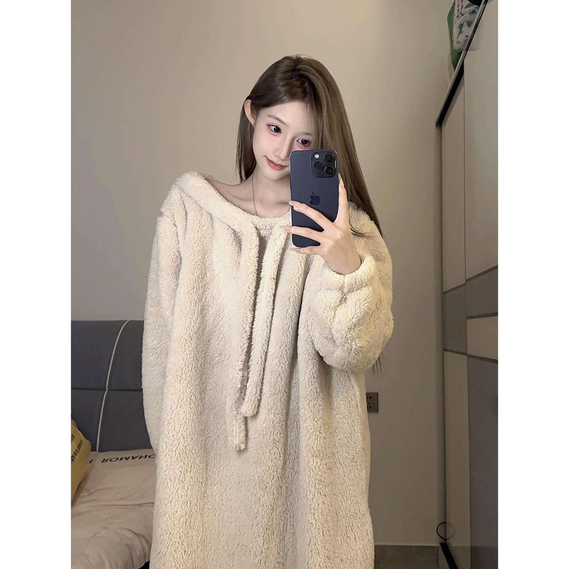 もこもこ冬のリラックスワンピース レディース ルームウェア