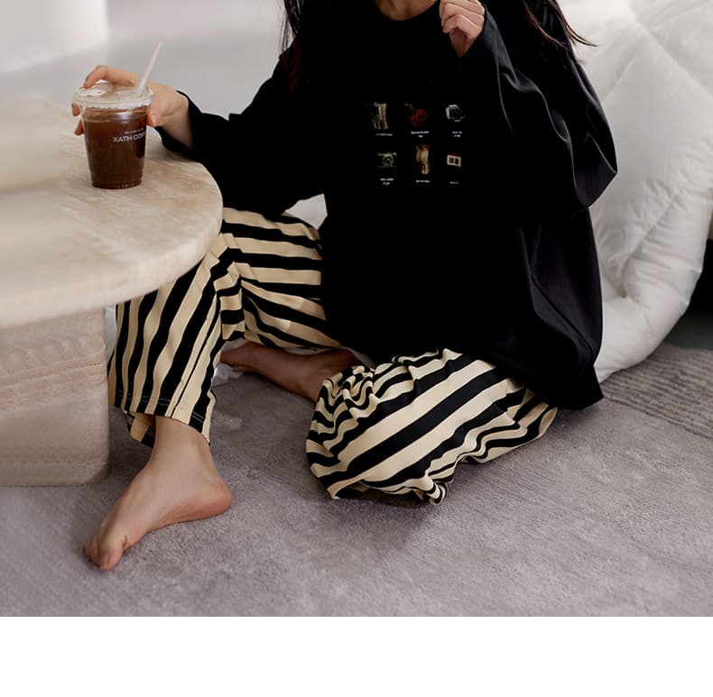 レディース ルームウェア ゆったりストライプ パジャマセット