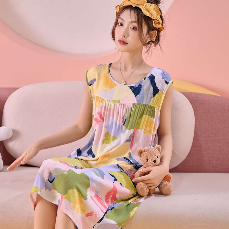 ゆったりリラックス花柄ワンピース レディース ルームウェア