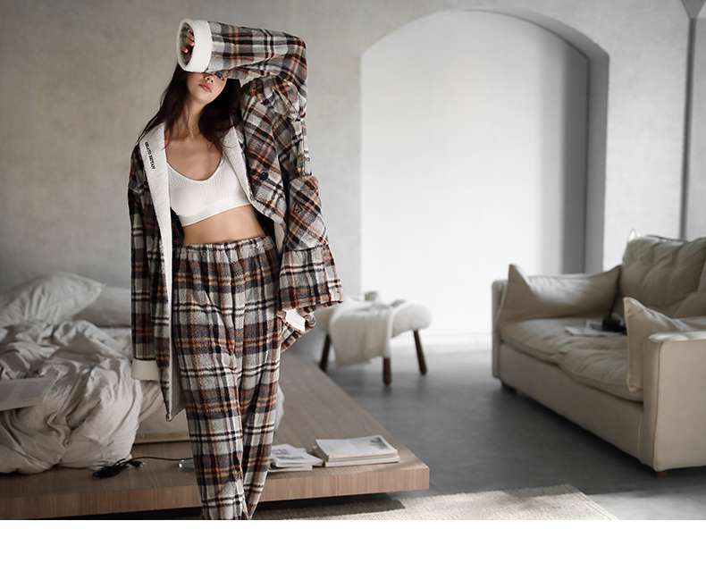 もこもこチェック柄セット レディース ルームウェア