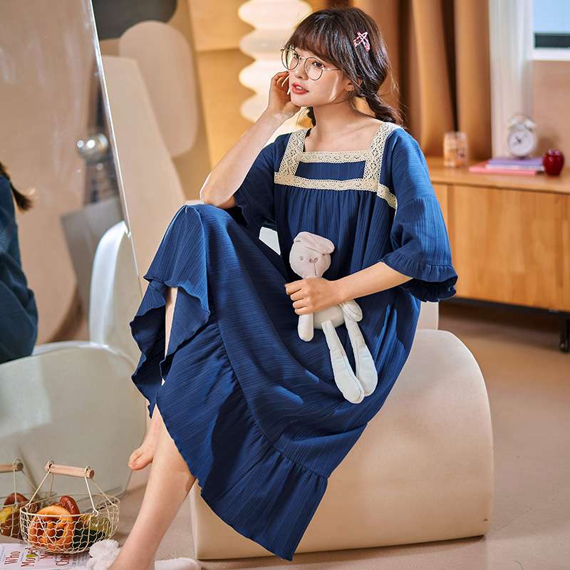 レース飾りフリルワンピース風 レディース ルームウェア