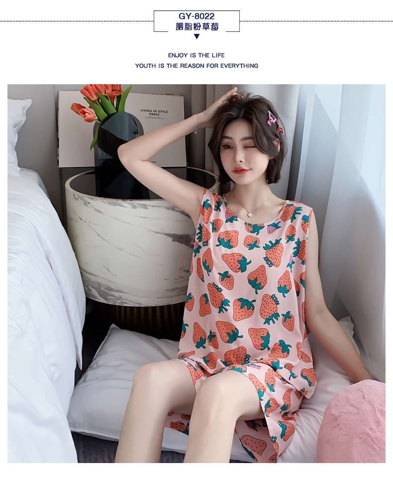 イチゴ柄キャミソールセット レディース ルームウェア