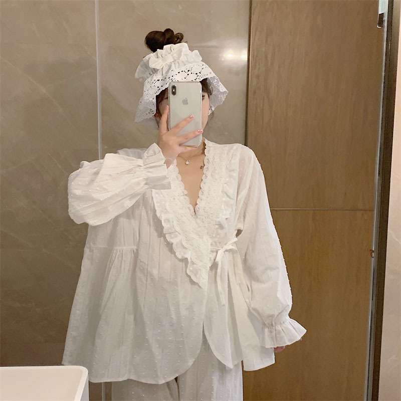 レース付きゆったりパジャマセット レディース ルームウェア