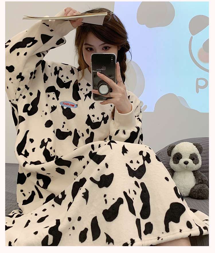パンダ柄モコモコルームワンピース レディース ルームウェア