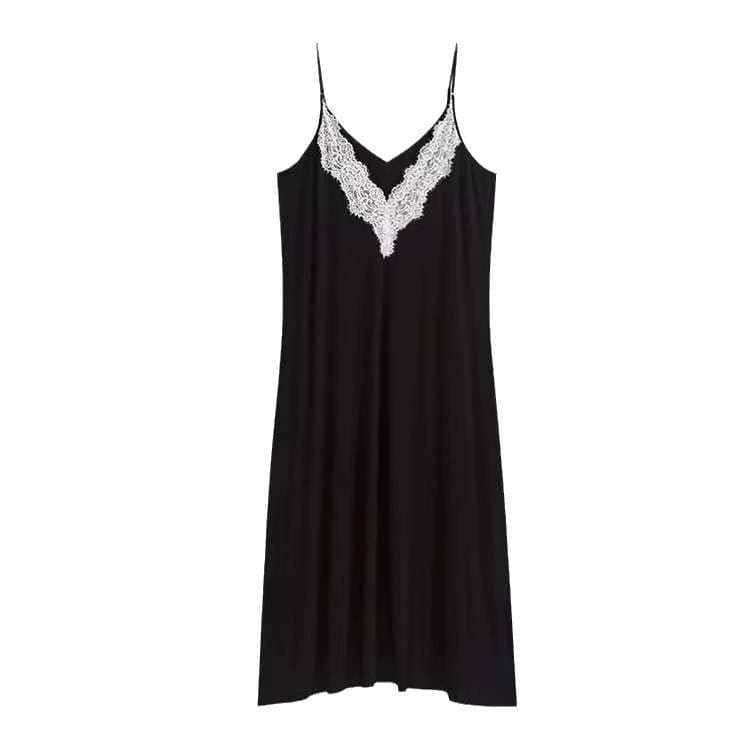 レース縁取りキャミソールワンピース レディース ルームウェア
