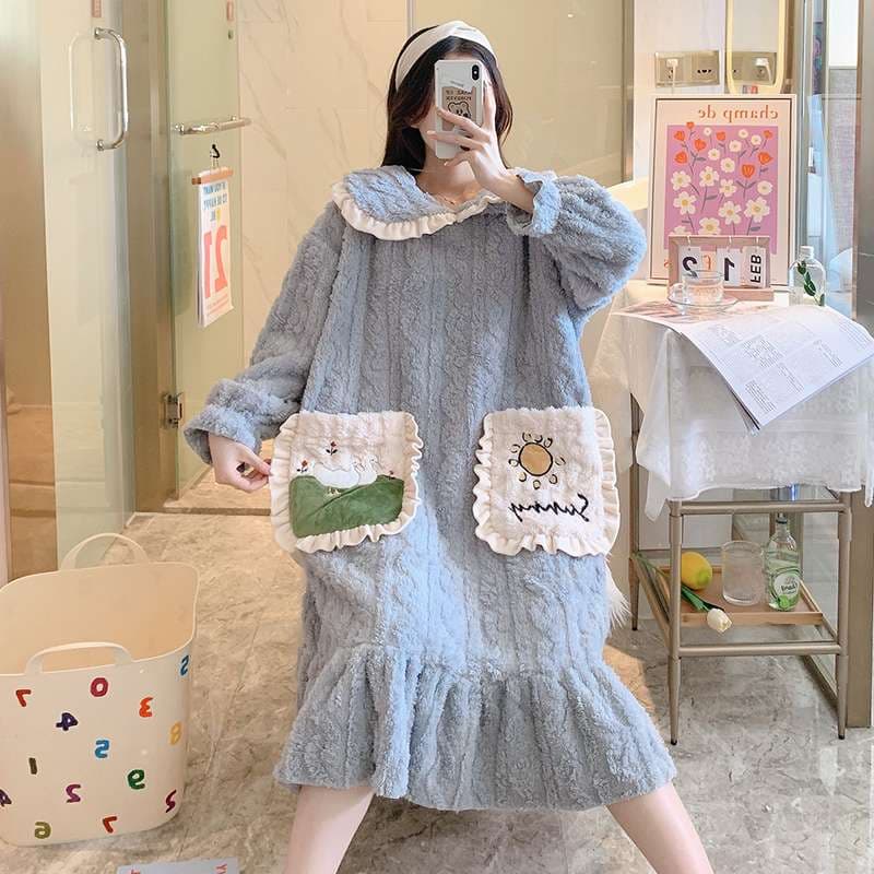 もこもこワンピース型 レディース ルームウェア