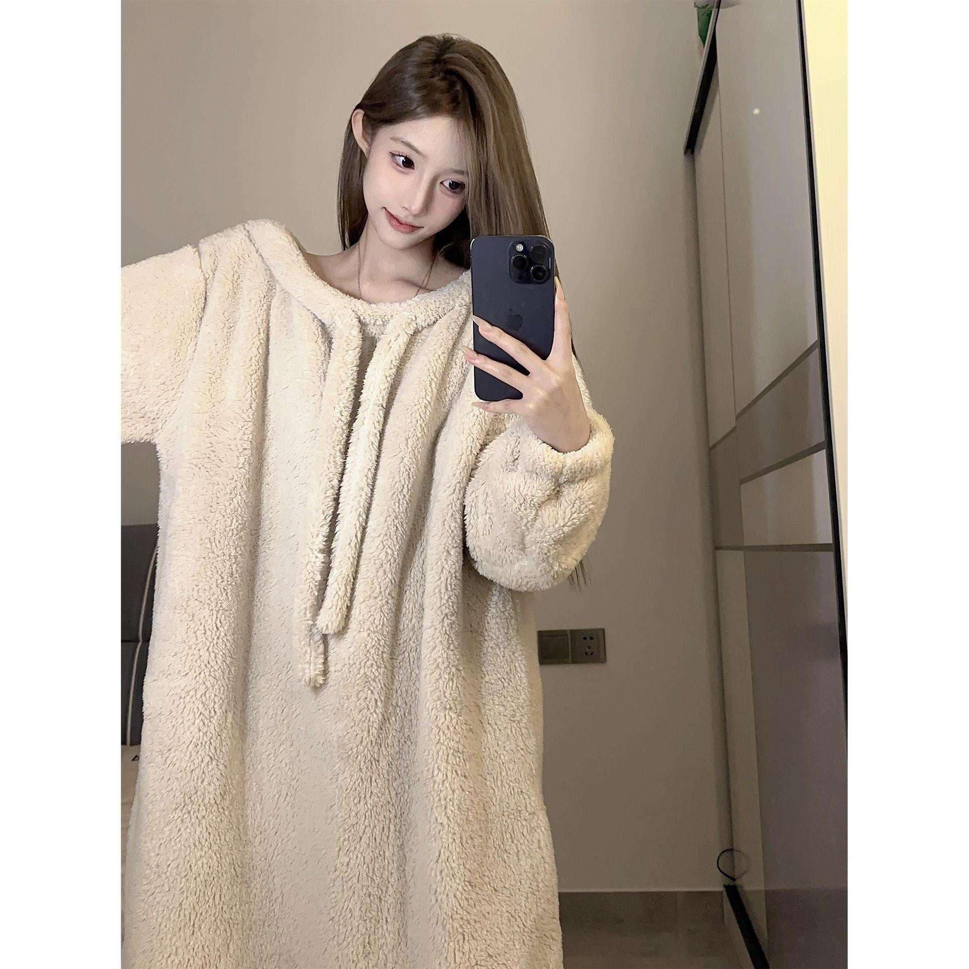 もこもこ冬のリラックスワンピース レディース ルームウェア