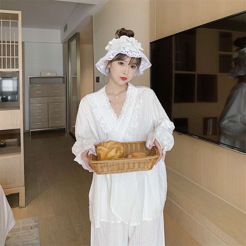 レース付きゆったりパジャマセット レディース ルームウェア