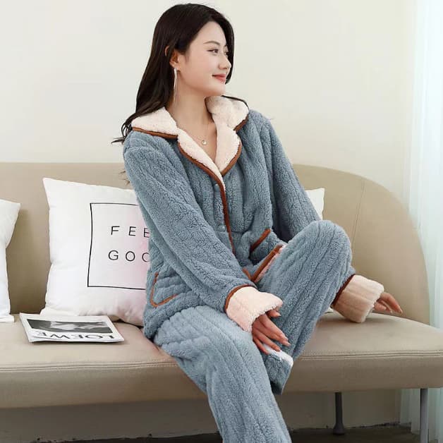ルームウェア 秋冬新作もこもこパジャマ上下セット暖かい厚手部屋着