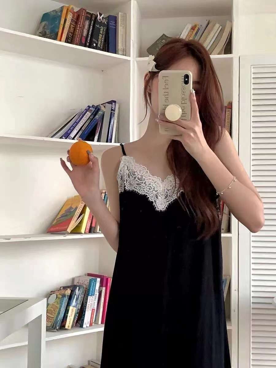 レース縁取りキャミソールワンピース レディース ルームウェア