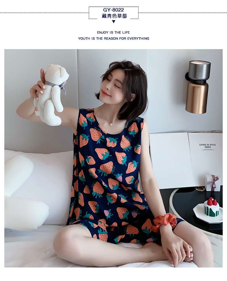 イチゴ柄キャミソールセット レディース ルームウェア