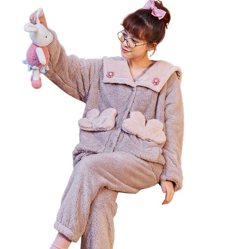 もこもこウサギさんポケット付き レディース ルームウェア