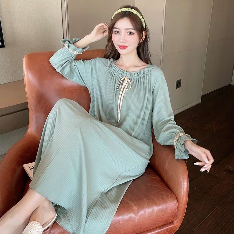 ゆったりリラックス長袖ルームワンピース レディース ルームウェア